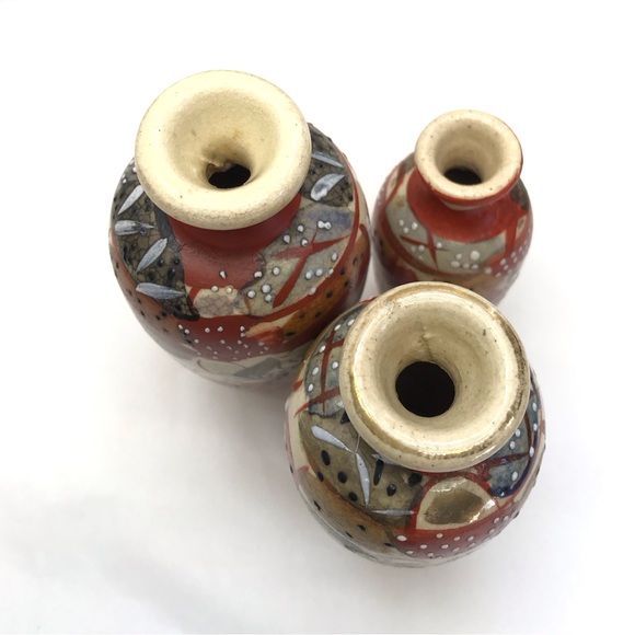 Mid-Century MINIATURE Moriage Ceramic Vases, Set of 3 - Picture 3 of 14